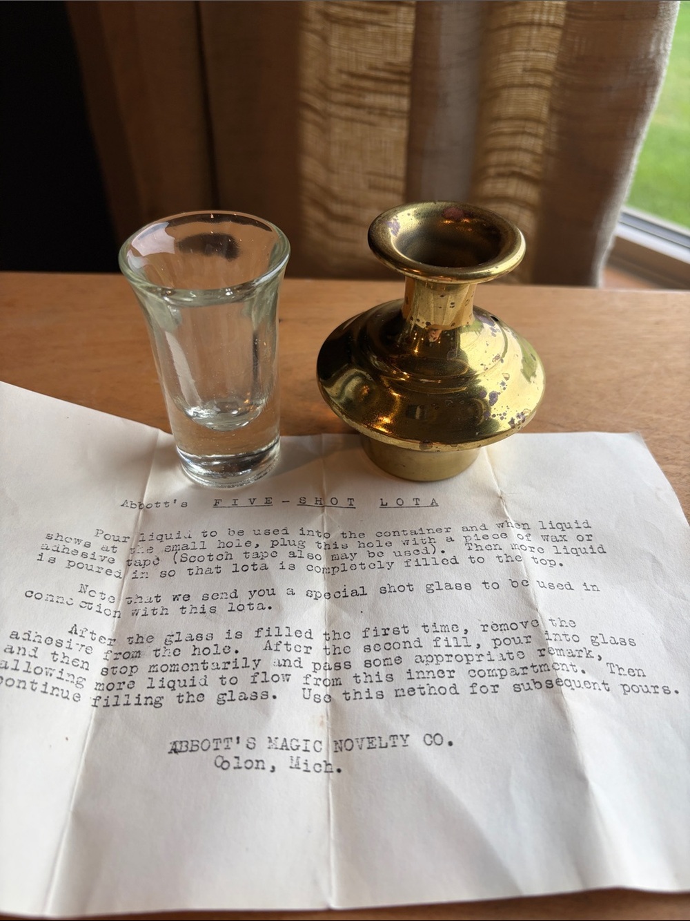 Vintage Abbott’s Magic Novelty Co. Trick + Five Shot Lota Instructions